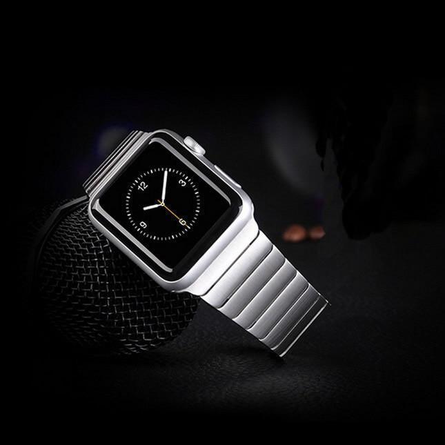 Apple Silver / 42mm / 44mm Apple Watch Series 5 4 3 2 Band, Luxury Stainless Steel Link Bracelet Minimal band with adapters 38mm, 40mm, 42mm, 44mm - US Fast Shipping