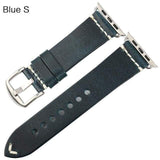 Apple Silver buckle with blue leather / 42mm / 44mm Apple Watch Series 5 4 3 2 Band, Vintage Greased Leather Fashion Watchband Bracelet Watch Band 38mm, 40mm, 42mm, 44mm