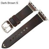 Apple Silver buckle with dark brown leather / 42mm / 44mm Apple Watch Series 5 4 3 2 Band, Vintage Greased Leather Fashion Watchband Bracelet Watch Band 38mm, 40mm, 42mm, 44mm