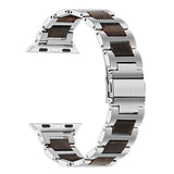 Apple Silver Ebony / 38mm Apple Watch Series 5 4 3 2 Band, Nature Wood & Stainless Steel Wrist Strap Bracelet Watchband for iWatch 38mm 40mm, 42mm, 44mm