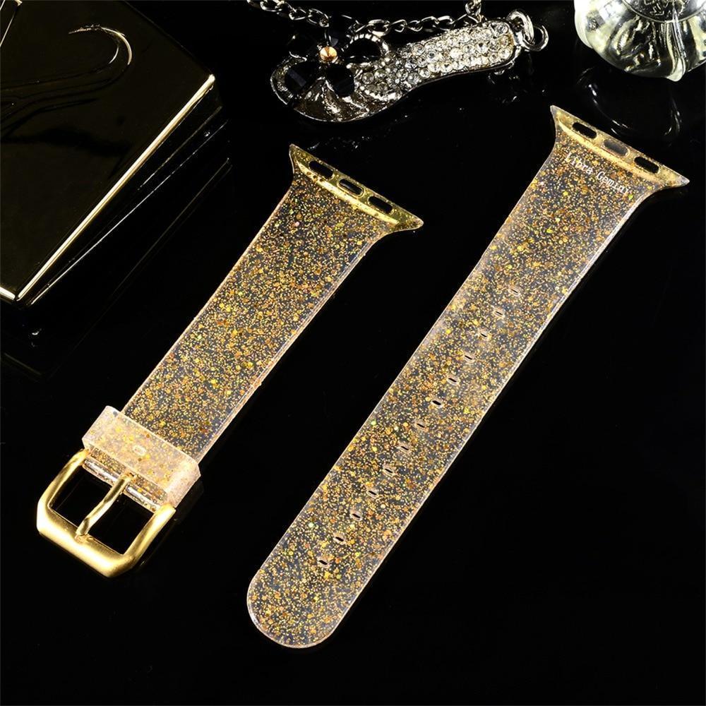 Apple Sport Soft glitter Silicone Strap For Apple Watch Series 4 3 2 1 44mm 40mm 42mm 38mm Band Replacement Strap Wristband For iWatch Band - US Fast shipping