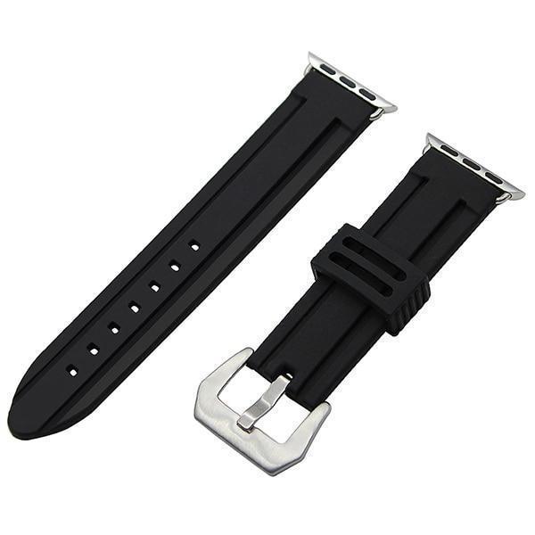 Apple Straight Line Silver / 38mm Apple Watch Series 5 4 3 2 Band, Silicone Rubber Steel Tang Buckle Band Wrist Strap Sports Bracelet Black 38mm, 42mm