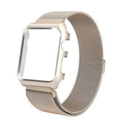 Apple vintage gold / 38mm band case Apple Watch band Milanese mesh magnetic Loop stainless steel metal Strap & Watch Case bundle  42mm 44mm iwatch 4/3/2/1 38mm 40 mm Bracelet Watchband - USA Fast Shipping