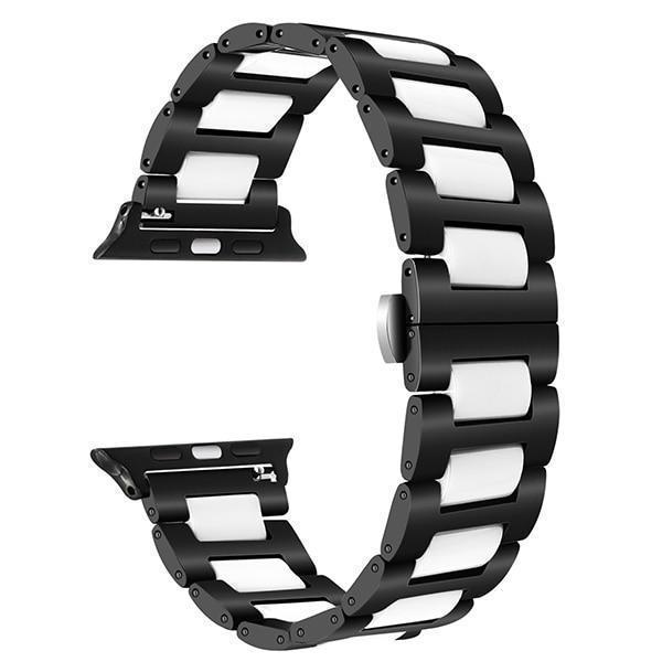 Apple White Black / 38mm Ceramic + Stainless Steel Watchband for iWatch Apple Watch 38mm 40mm 42mm 44mm Series 1 2 3 4 Band Wrist Strap Bracelet