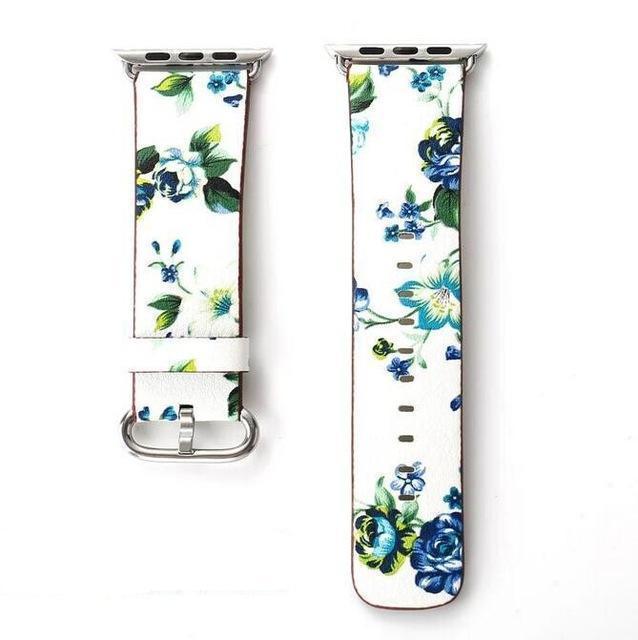 Apple white blue / for 38mm and 40mm manufacturer Leather Loop for iwatch 4 3 2 1 Strap for Apple Watch Band 38mm 42mm 40mm 44mm Flower Design