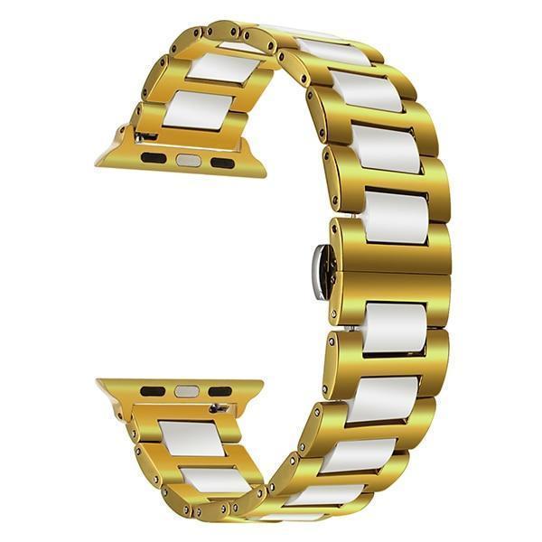 Apple White Gold / 38mm Ceramic + Stainless Steel Watchband for iWatch Apple Watch 38mm 40mm 42mm 44mm Series 1 2 3 4 Band Wrist Strap Bracelet