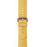 Apple Yellow / 42 mm Leather Strap For Apple Watch Band 42mm 38mm iwatch 4/3 Bracelet 44mm 40mm bracelet Stainless Steel Classic Buckle Watchband, USA Fast Shipping