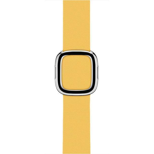 Apple Yellow / 44MM Rose gold Modern Buckle Leather Band for Apple Watch 44mm 40mm  42mm 38mm Replacement Wristband for iWatch Series 4 3 2