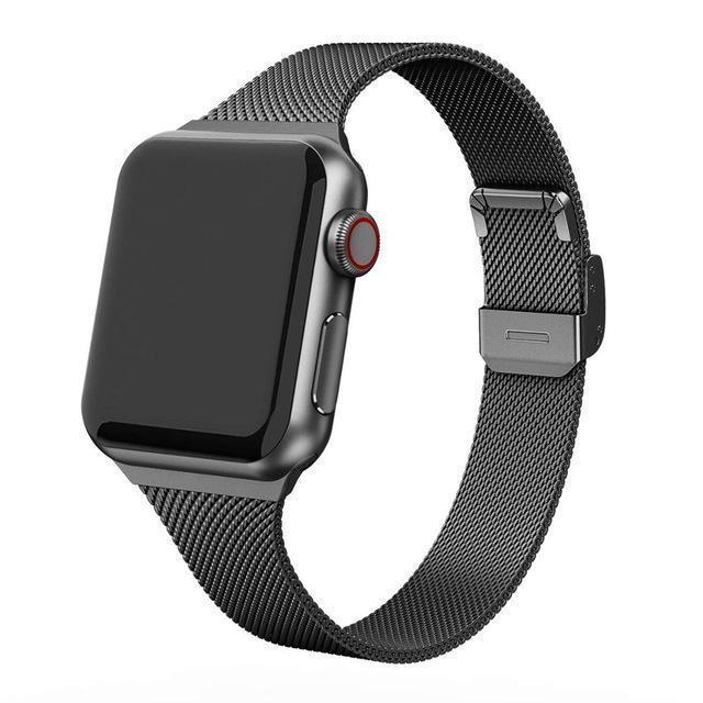 Home Black / 38mm Milanese strap For Apple Watch 5 band 40mm iWatch band 38mm Silm Stainless steel metal bracelet Apple watch 4 3 2 1 40 38 mm