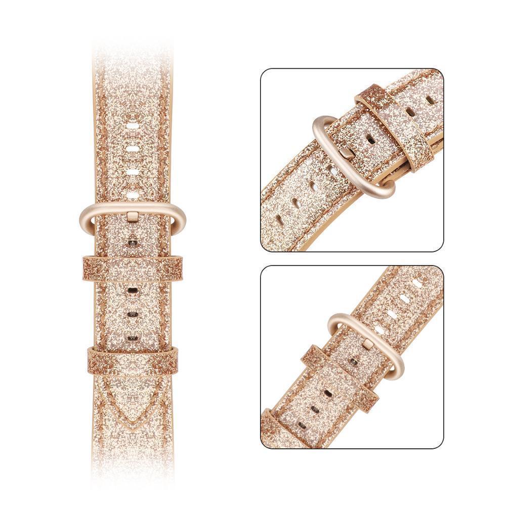 Home Bling Bling Shiny PU Leather Watch Band for Apple Watch 5 band 44mm 40mm 42mm 38mm strap for iWatch 4 3 2 1 Replacement bracelet