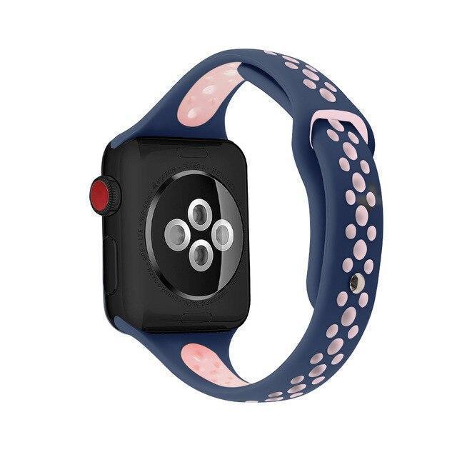 Home blue pink / 38mm / 40mm Slim strap For Apple Watch 5 band 40mm 44mm iWatch Band 38mm 42mm Breathable sport silicone bracelet Apple watch 5 4 3 2 1 38 40 44
