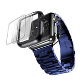 Home China / blue / 38mm Stainless Steel case+Strap For Apple Watch band 44mm/40mm apple watch 5 4 3 band iwatch band 42mm/38mm Bracelet watchband+film