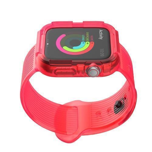 Home red / 38mm/40mm series 4 Anti fall case+strap for apple watch band 44mm 40mm Silicone Protector cover+bracelet for iwatch Apple watch 4 5 Accessories