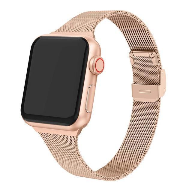Home Rose Gold / 38mm Milanese strap For Apple Watch 5 band 40mm iWatch band 38mm Silm Stainless steel metal bracelet Apple watch 4 3 2 1 40 38 mm