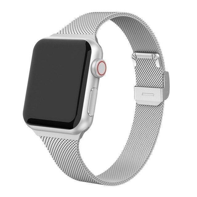 Home Silver / 38mm Milanese strap For Apple Watch 5 band 40mm iWatch band 38mm Silm Stainless steel metal bracelet Apple watch 4 3 2 1 40 38 mm