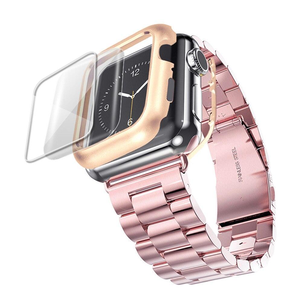 Home Stainless Steel case+Strap For Apple Watch band 44mm/40mm apple watch 5 4 3 band iwatch band 42mm/38mm Bracelet watchband+film