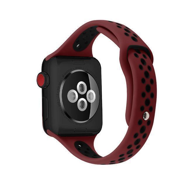Home Win red black / 38mm / 40mm Slim strap For Apple Watch 5 band 40mm 44mm iWatch Band 38mm 42mm Breathable sport silicone bracelet Apple watch 5 4 3 2 1 38 40 44