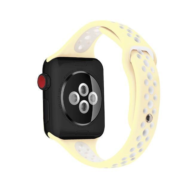 Home yellow white / 38mm / 40mm Slim strap For Apple Watch 5 band 40mm 44mm iWatch Band 38mm 42mm Breathable sport silicone bracelet Apple watch 5 4 3 2 1 38 40 44