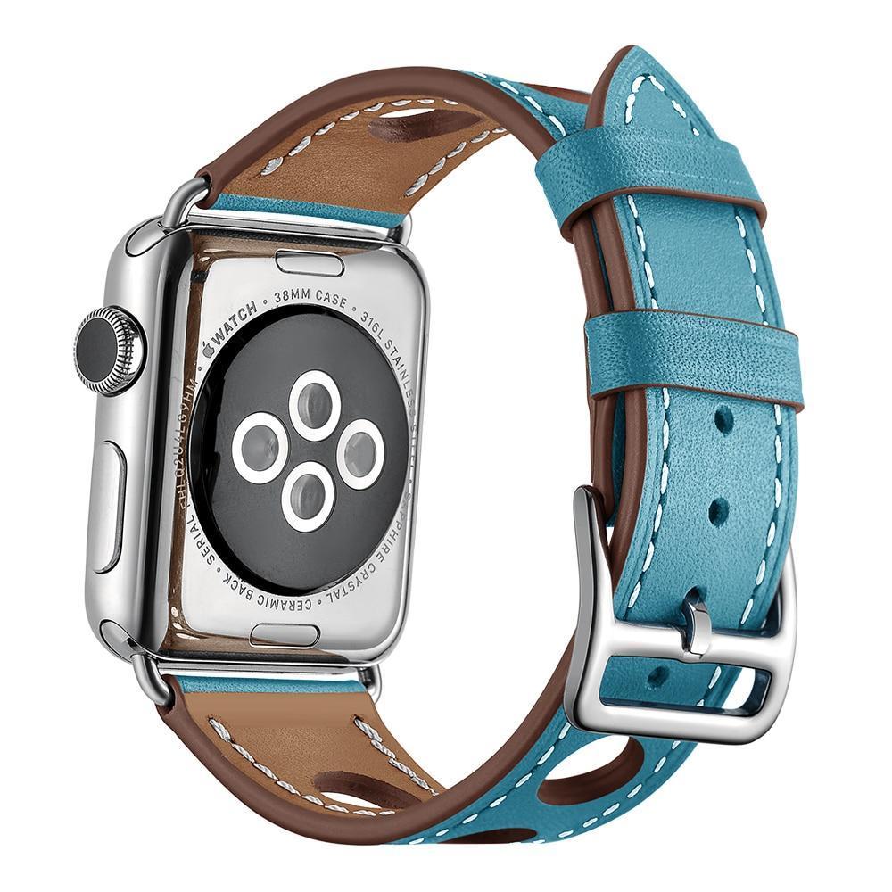 Light Blue Genuine Leather Hollow Style Band