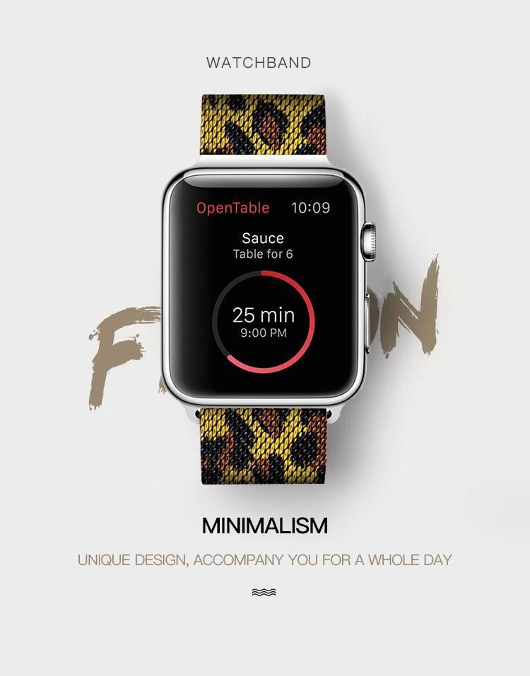 Yellow Leopard Milanese Apple Watch Band