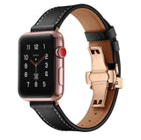 Black Premium Leather Apple Watch Band