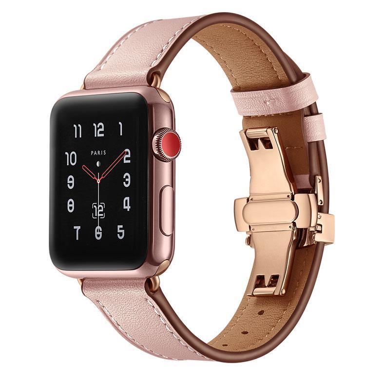 Pink Premium Leather Apple Watch Band