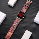 Watchbands 10 / 38mm/40mm leather strap for apple watch band 42mm 38mm 44mm 40mm correa Printing flower bracelet watchband for iwatch pulseira 5/4/3/2/1