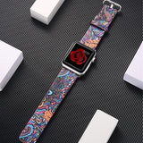Watchbands 11 / 38mm/40mm leather strap for apple watch band 42mm 38mm 44mm 40mm correa Printing flower bracelet watchband for iwatch pulseira 5/4/3/2/1