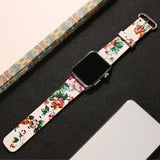 Watchbands 3 / 38mm/40mm leather strap for apple watch band 42mm 38mm 44mm 40mm correa Printing flower bracelet watchband for iwatch pulseira 5/4/3/2/1