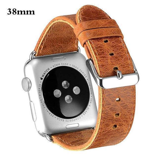 Watchbands 38mm orange genuine leather strap For Apple Watch band apple watch 5 4 3 44mm/40mm 42mm 38mm crazy horse classic metal clasp watchband belt