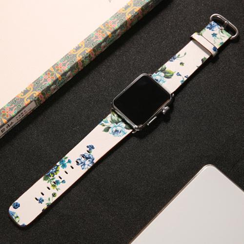 Watchbands 5 / 38mm/40mm leather strap for apple watch band 42mm 38mm 44mm 40mm correa Printing flower bracelet watchband for iwatch pulseira 5/4/3/2/1