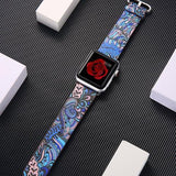 Watchbands 9 / 38mm/40mm leather strap for apple watch band 42mm 38mm 44mm 40mm correa Printing flower bracelet watchband for iwatch pulseira 5/4/3/2/1