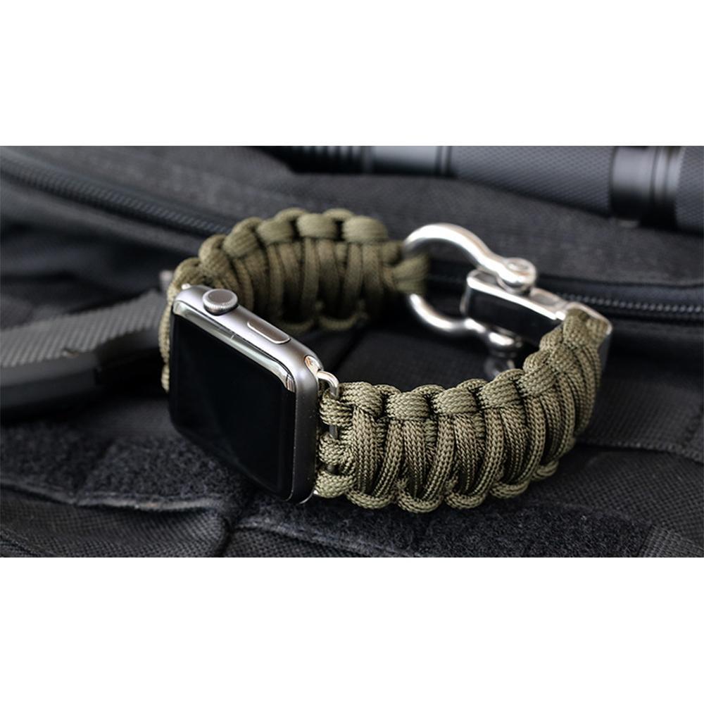 Watchbands Apple Watch Paracord nylon band, Handmade men army sport strap 5 4 3  44mm 40mm 42mm 38mm, millitary Survival Rope Metal Bolt Clasp