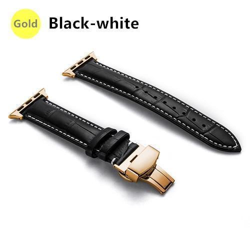 Watchbands Black 1-gold / 38MM / 40MM Genuine Leather strap For Apple watch band 44 mm 40mm iWatch band 42mm 38mm Crocodile pattern bracelet Apple watch 5 4 3 2 1