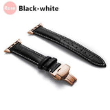 Watchbands Black 1-rose / 38MM / 40MM Genuine Leather strap For Apple watch band 44 mm 40mm iWatch band 42mm 38mm Crocodile pattern bracelet Apple watch 5 4 3 2 1