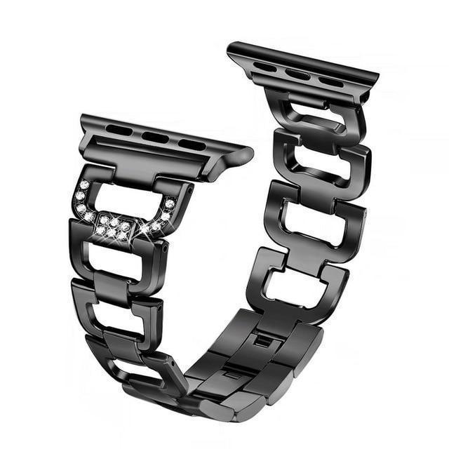 Watchbands black / 38mm/40mm D Link Bracelet for Apple watch band strap Apple watch 4 band 44mm 40mm 42mm 38mm Stainless Steel metal strap for iWatch 5 4 3 2 1