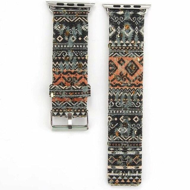 Watchbands black / 38mm/40mm Floral Printed Leather strap for Apple Watch band 44mm/40mm/42mm/38mm iwatch 5/4/3/2/1 Bracelet leather watchband series 5 4 3 2 1