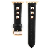 Watchbands Black / 42mm or 44mm Apple watch band Rose Gold Metal Rivet Leather Sport Strap For iWatch series 5 4 3 2 1 44mm 42mm 40mm 38mm