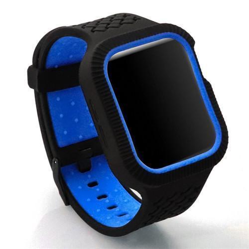 Watchbands black blue / 42mm/44mm Case+watch strap For Apple watch band 44 mm/40mm iWatch band 42mm 38mm Woven Silicone watchband bracelet Apple watch 5 4 3 21 40