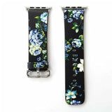 Watchbands black green / 38mm/40mm Floral Printed Leather strap for Apple Watch band 44mm/40mm/42mm/38mm iwatch 5/4/3/2/1 Bracelet leather watchband series 5 4 3 2 1