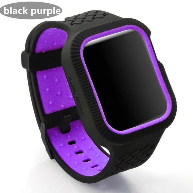 Watchbands black purple / 42mm/44mm Case+watch strap For Apple watch band 44 mm/40mm iWatch band 42mm 38mm Woven Silicone watchband bracelet Apple watch 5 4 3 2 1 40