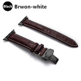 Watchbands Brown 1-black / 38MM / 40MM Genuine Leather strap For Apple watch band 44 mm 40mm iWatch band 42mm 38mm Crocodile pattern bracelet Apple watch 5 4 3 2 1