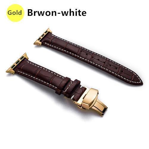 Watchbands Brown 1-gold / 38MM / 40MM Genuine Leather strap For Apple watch band 44 mm 40mm iWatch band 42mm 38mm Crocodile pattern bracelet Apple watch 5 4 3 2 1