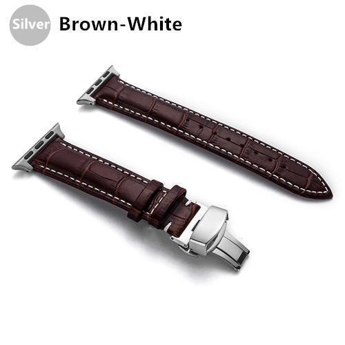 Watchbands Brown 1-silver / 38MM / 40MM Genuine Leather strap For Apple watch band 44 mm 40mm iWatch band 42mm 38mm Crocodile pattern bracelet Apple watch 5 4 3 2 1
