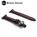 Watchbands Brown 2-black / 38MM / 40MM Genuine Leather strap For Apple watch band 44 mm 40mm iWatch band 42mm 38mm Crocodile pattern bracelet Apple watch 5 4 3 2 1