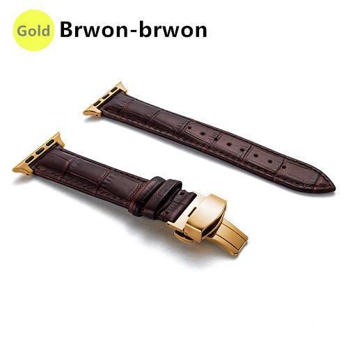 Watchbands Brown 2-gold / 38MM / 40MM Genuine Leather strap For Apple watch band 44 mm 40mm iWatch band 42mm 38mm Crocodile pattern bracelet Apple watch 5 4 3 2 1