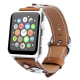 Watchbands brown / 38mm/40mm Leather strap For Apple watch band apple watch 4 3 band 42mm/44mm 38mm/40mm correa iwatch band stainless steel belt bracelet