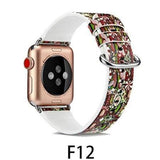 Watchbands F12 / 38MM/40MM Leather Strap for apple watch band 4 44mm 40mm correa aple watch 42mm 38mm Floral Pattern wrist bracelet belt iwatch 3/2/1 band