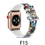 Watchbands F15 / 38MM/40MM Leather Strap for apple watch band 4 44mm 40mm correa aple watch 42mm 38mm Floral Pattern wrist bracelet belt iwatch 3/2/1 band