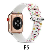 Watchbands F5 / 38MM/40MM Leather Strap for apple watch band 4 44mm 40mm correa aple watch 42mm 38mm Floral Pattern wrist bracelet belt iwatch 3/2/1 band